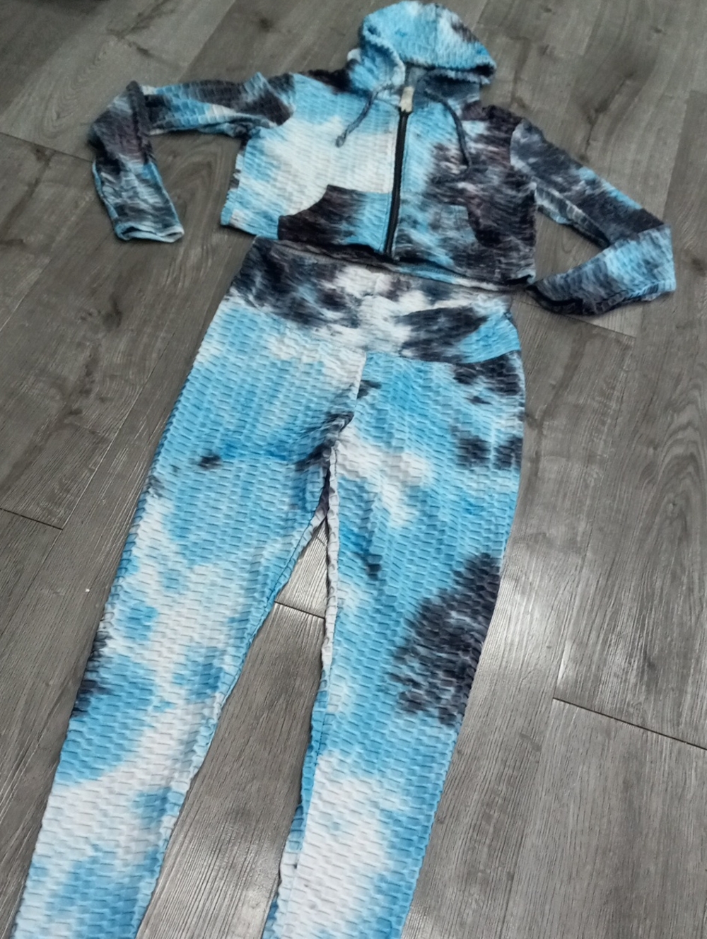 No Comment NY-LA - Blue Tie-Dye Two-Piece Active Set